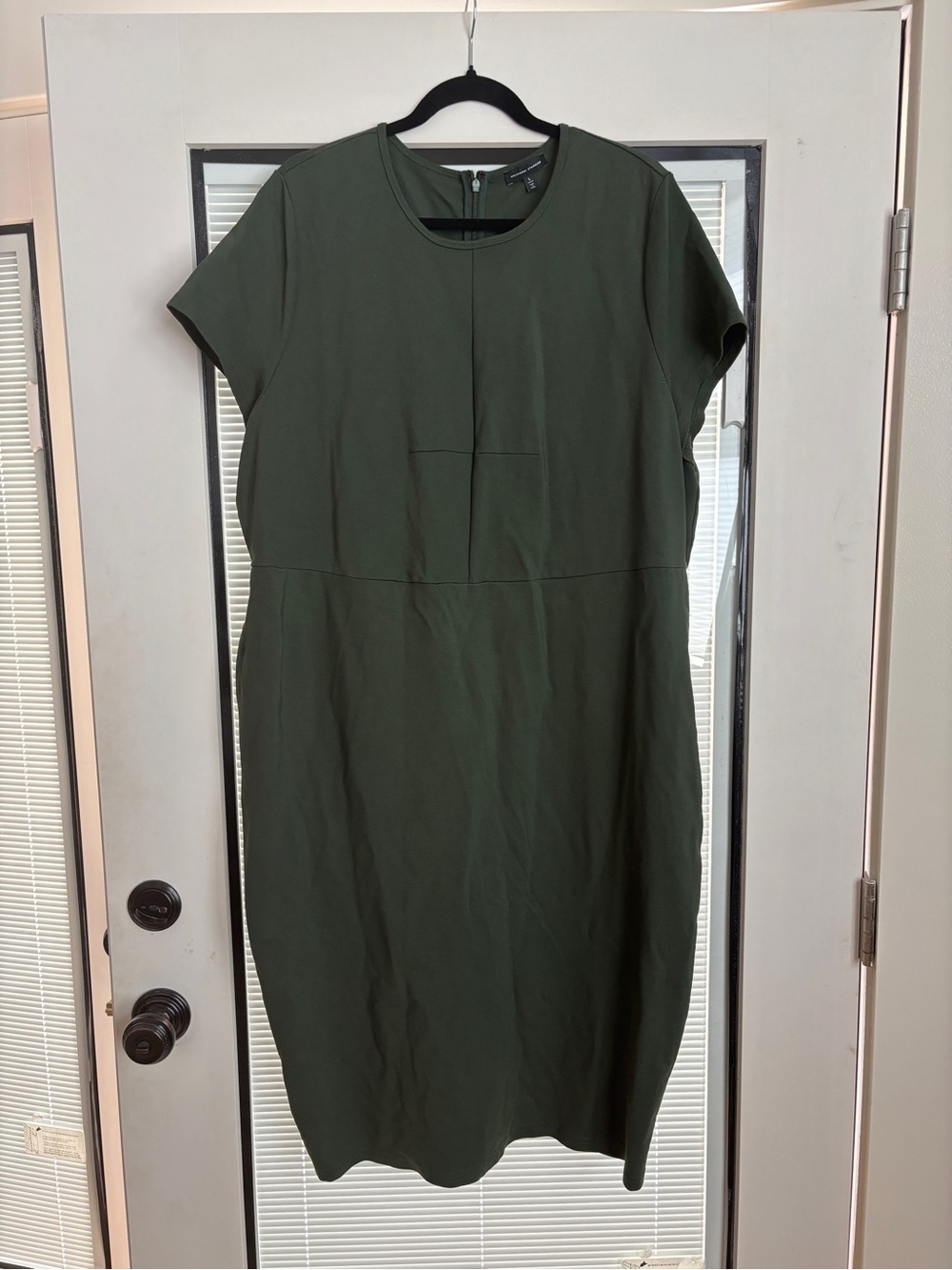 Universal Standard Olive Green Short-Sleeve Midi Sheath Dress